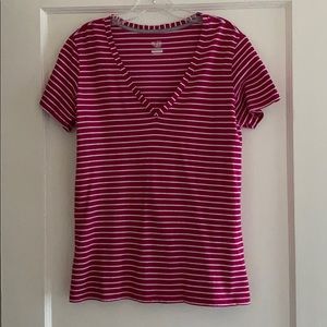 NIKE 100% Cotton Short Sleeve Pink White Shirt